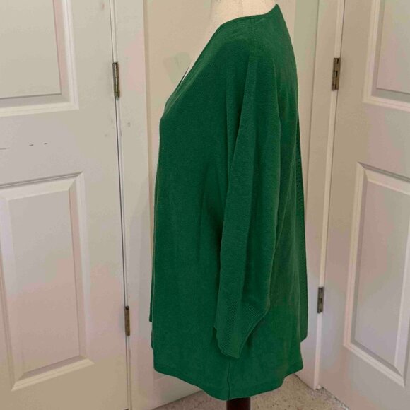 J. Jill Sweater 3/4 Sleeve V-Neck Linen Blend Lightweight Green Sz Large - Picture 3 of 6